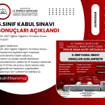 5.Sınıf Kabul Sınavı Sonuçları Açıklandı