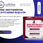2026-2027 Pansiyon Kayıtlarımız Başlıyor!